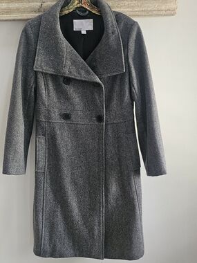 Old Navy Grey Wool-Blend Double-Breasted Coat